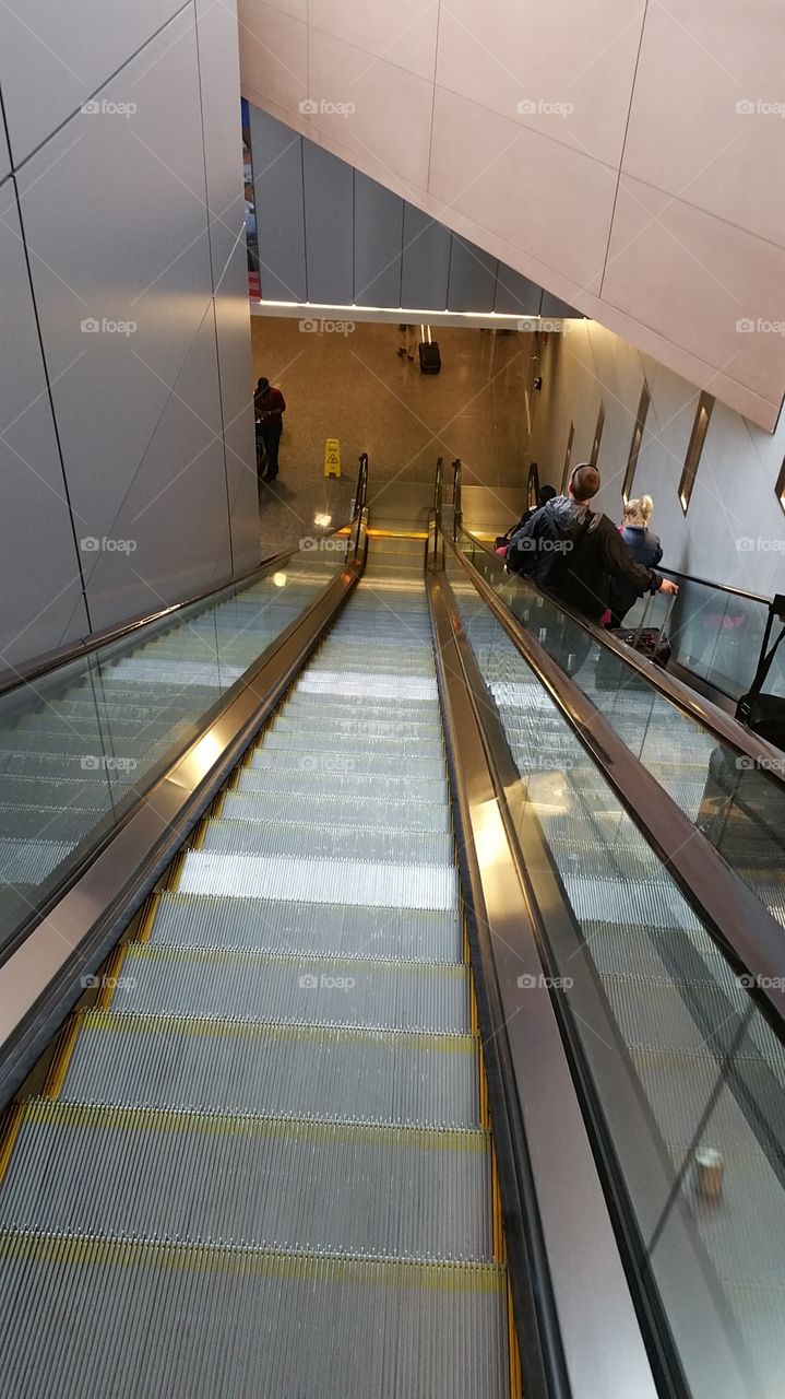 Escalators entering Logan International Airport