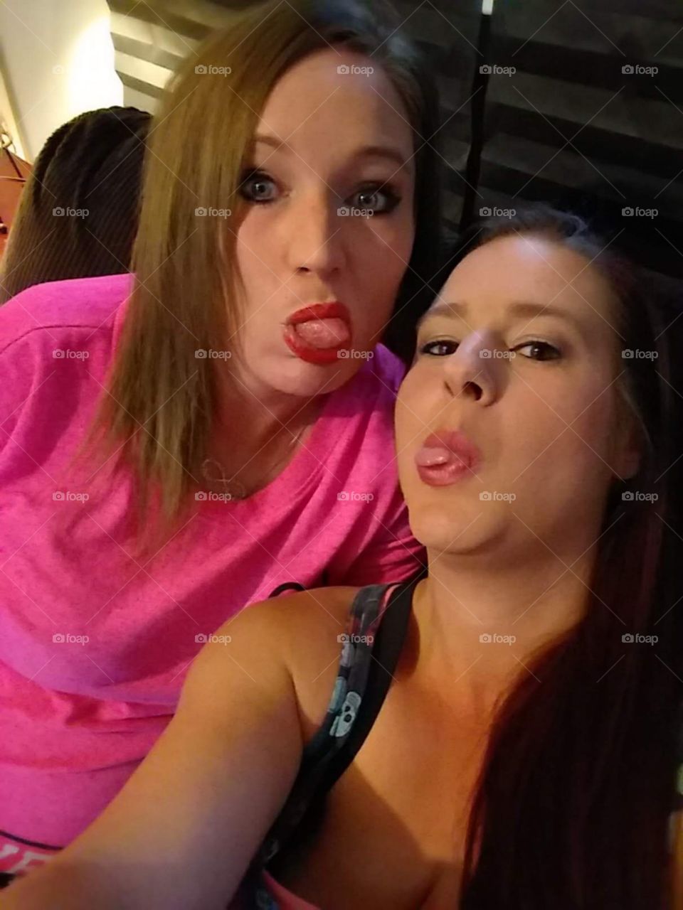 Besties making funny faces. Just being silly.