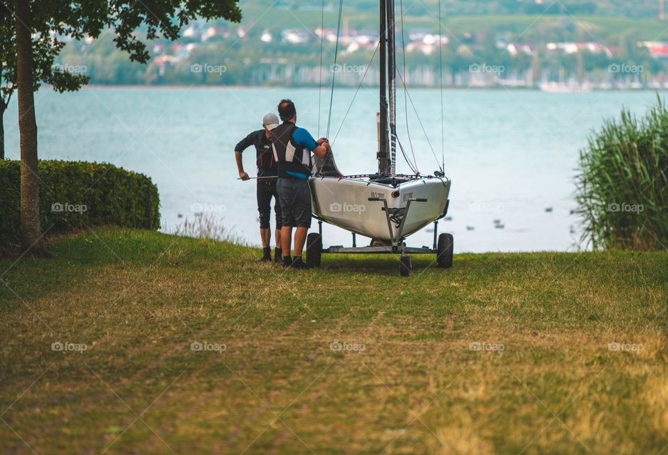 on the road with boat