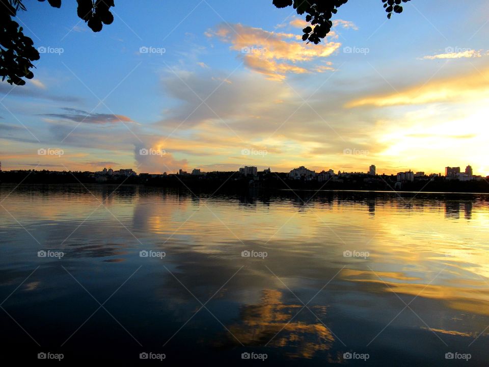 evening colors of nature on the river, Voronezh city, Russia