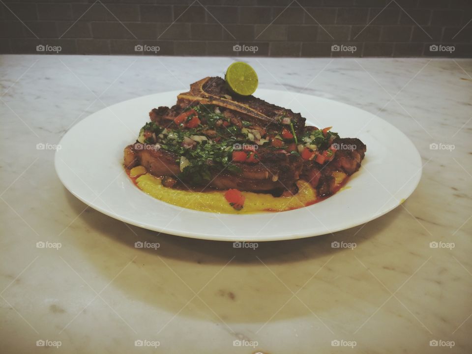 Culinary Art. A plate of steak 