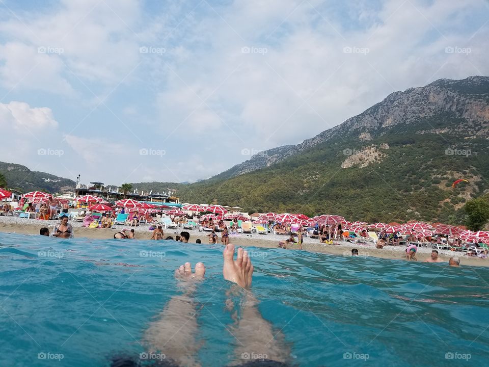 in the water at the beach at Oludeniz turkey