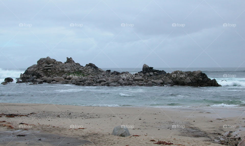 Rocky area on beach