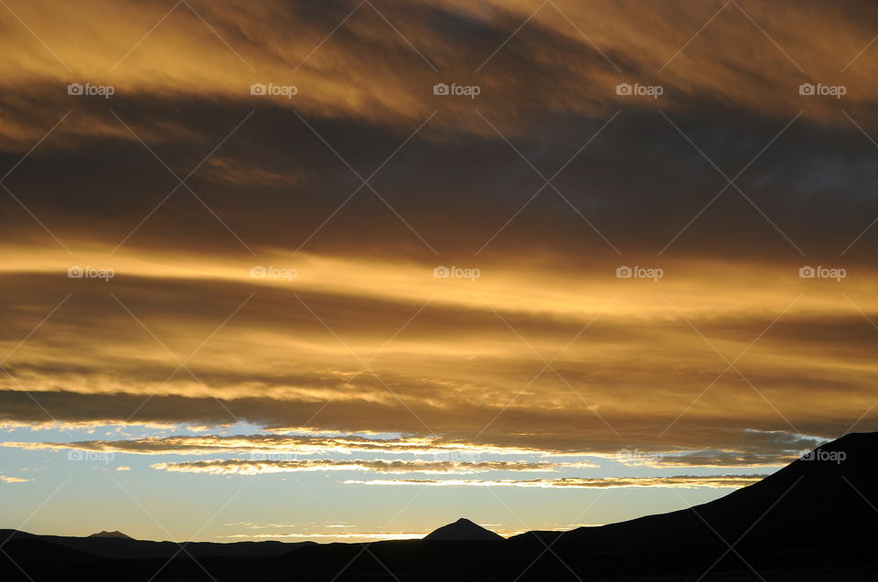Dusk over the Andes Mountains, Potosi, Bolivia.
