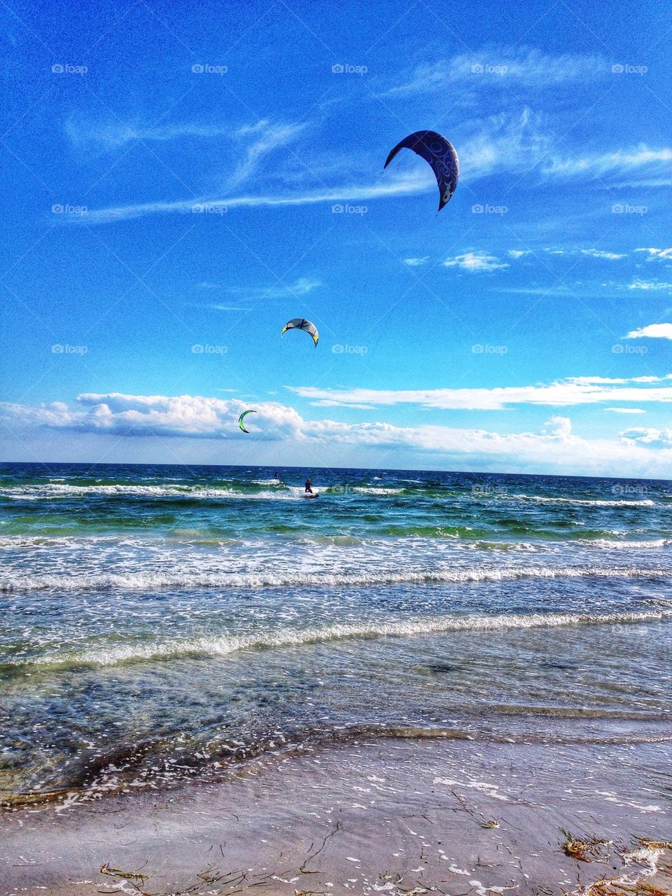 Kite surfers enjoying the wind