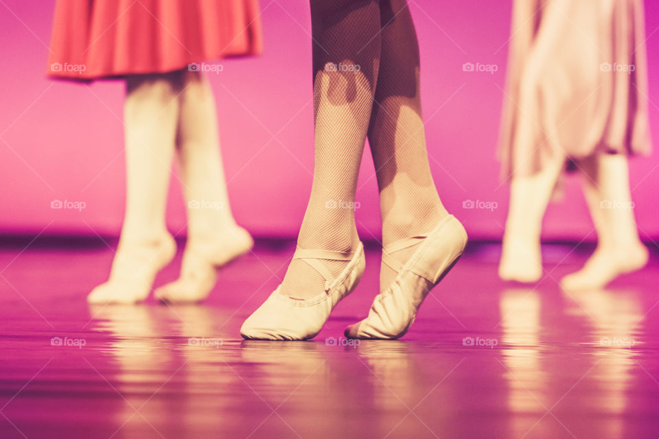 Classical Ballet Dancers Feet In Pointe Shoes
