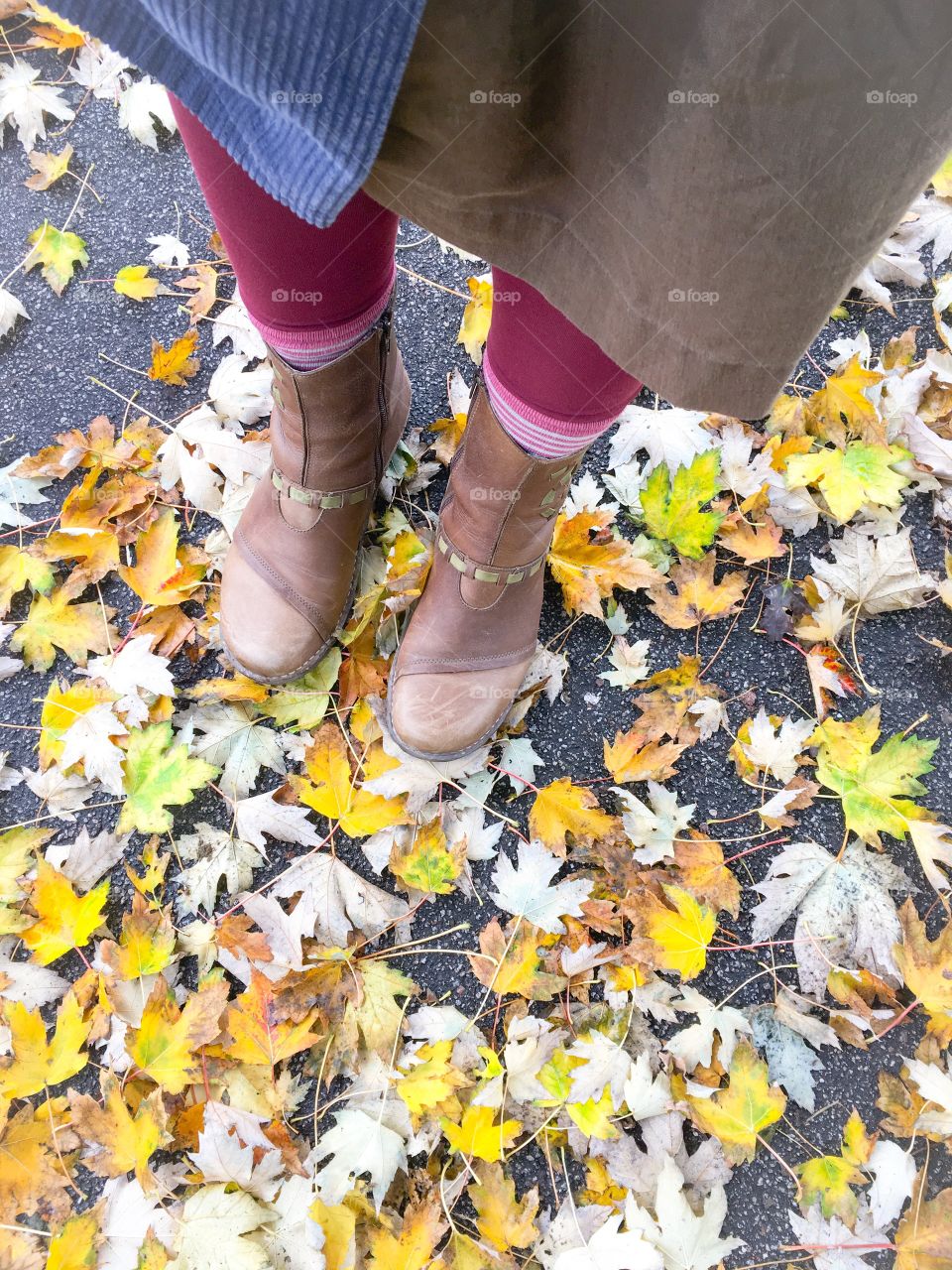 standing on autumn street