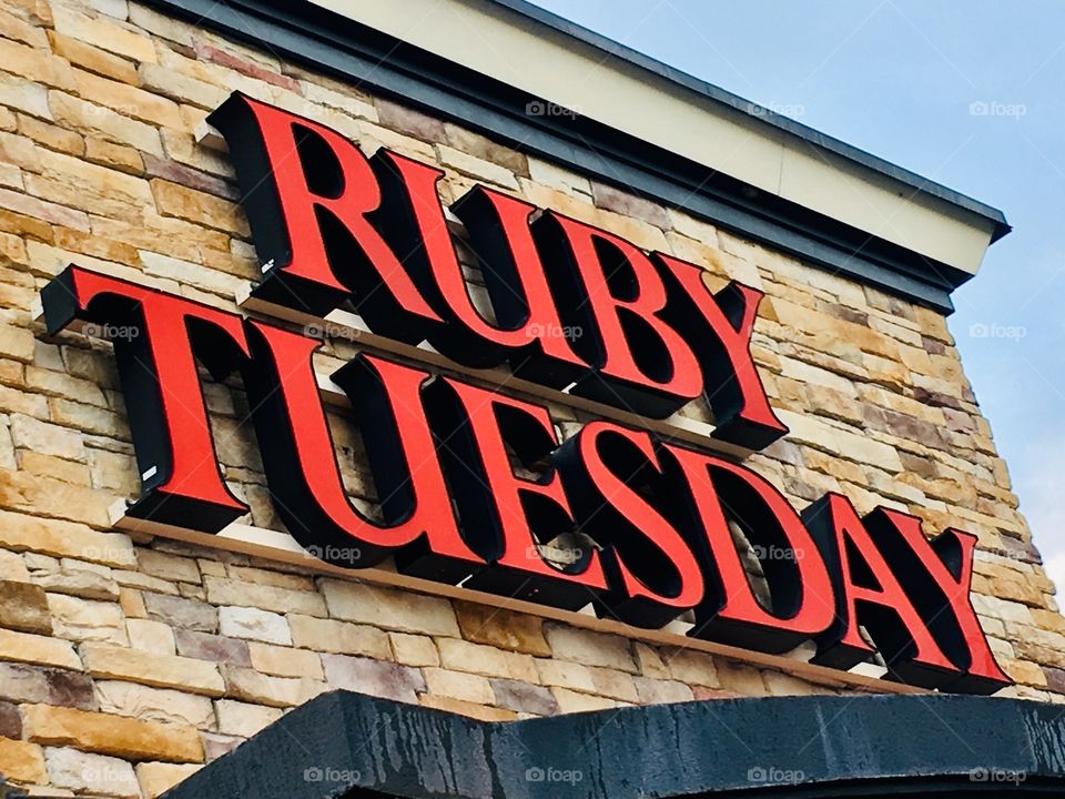 Red Ruby Tuesday sign letters 