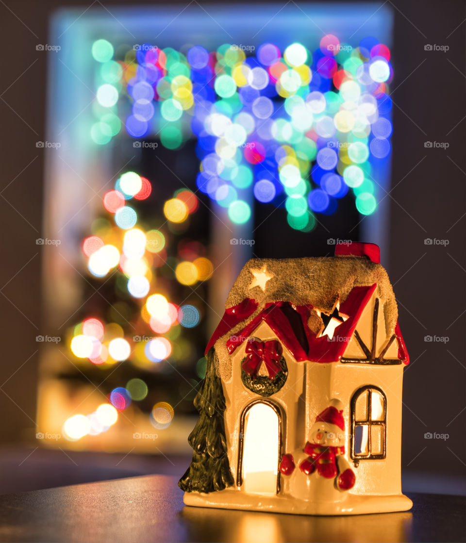 Christmas decor candle house