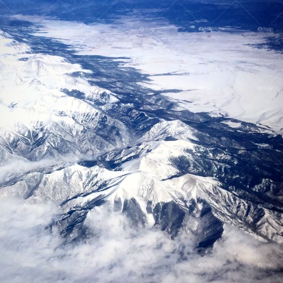 An aerial view of the Rocky Mountains 