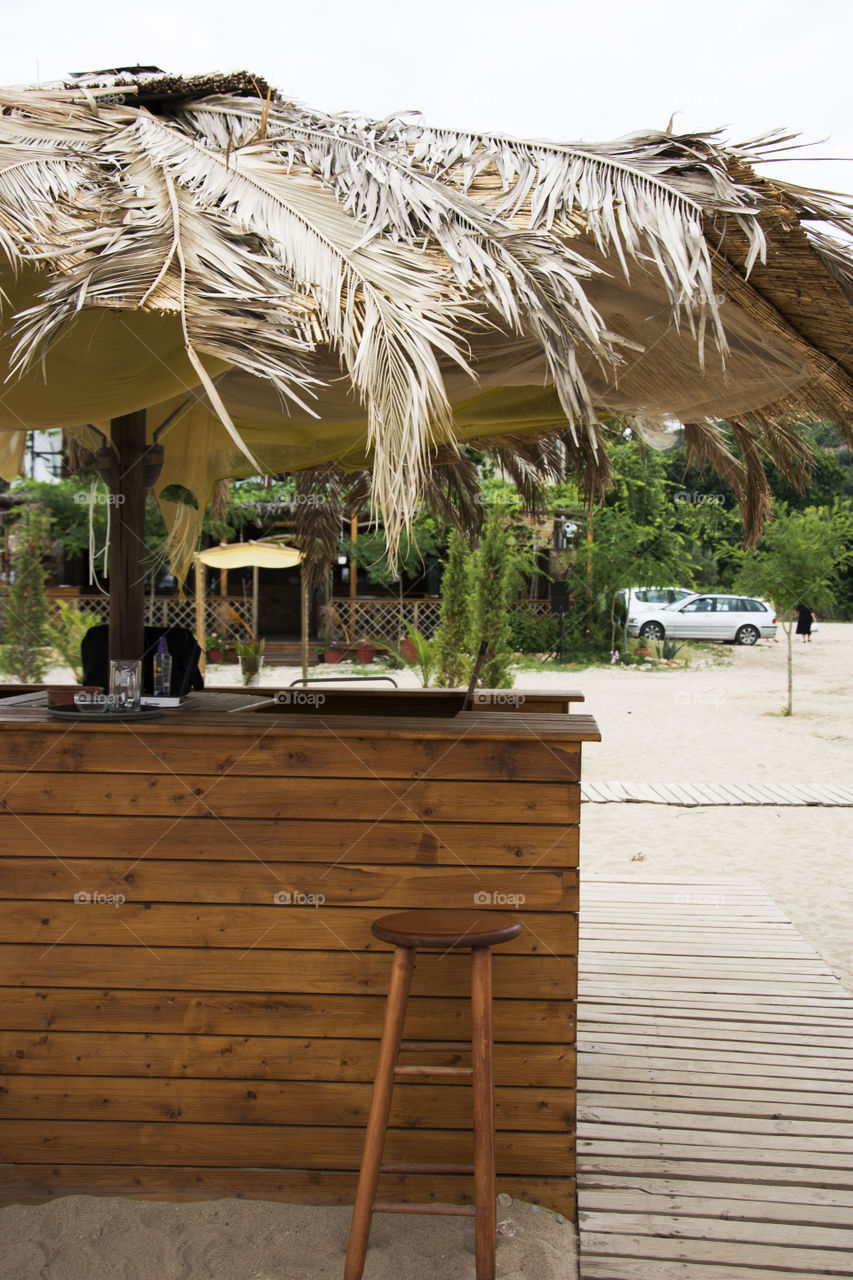 beach bar on Beba beach. beach bar on Beba beach,Thassos island,Greece