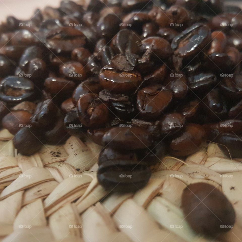 Freshly roasted Ethiopian coffee beans