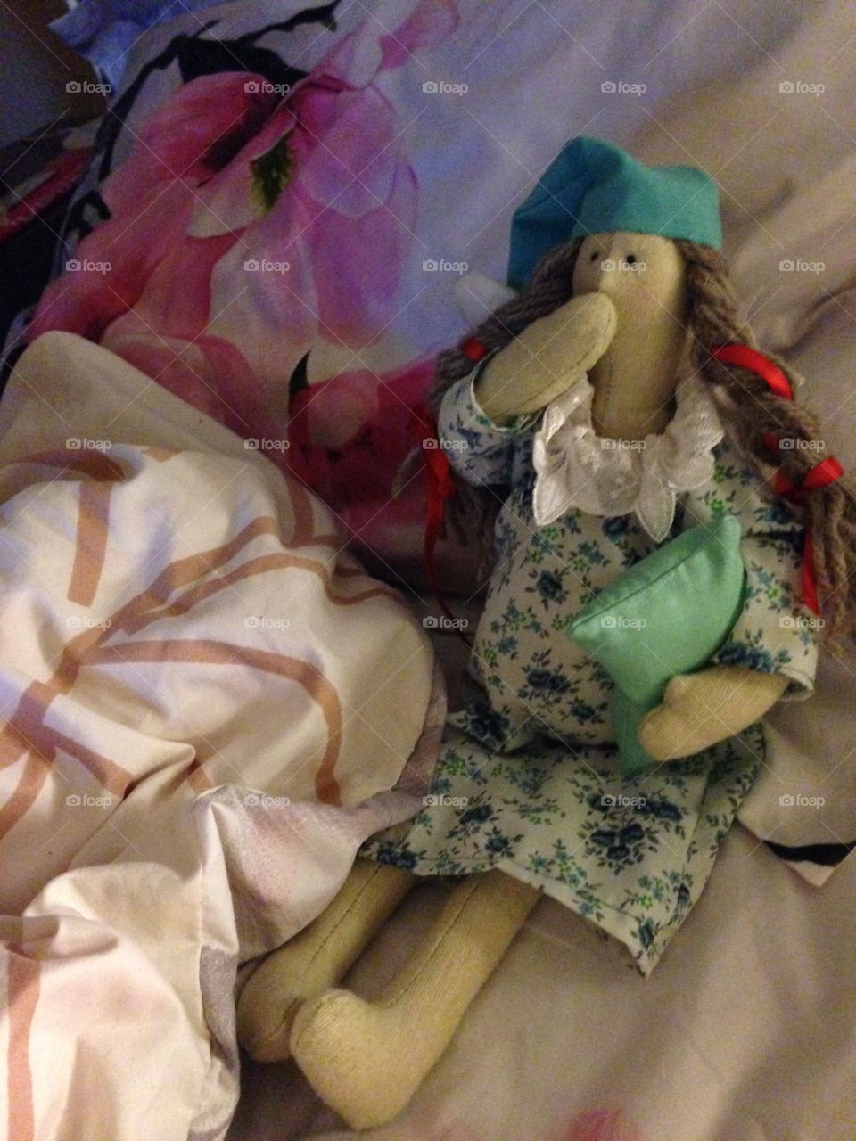 Tilda doll in bed 