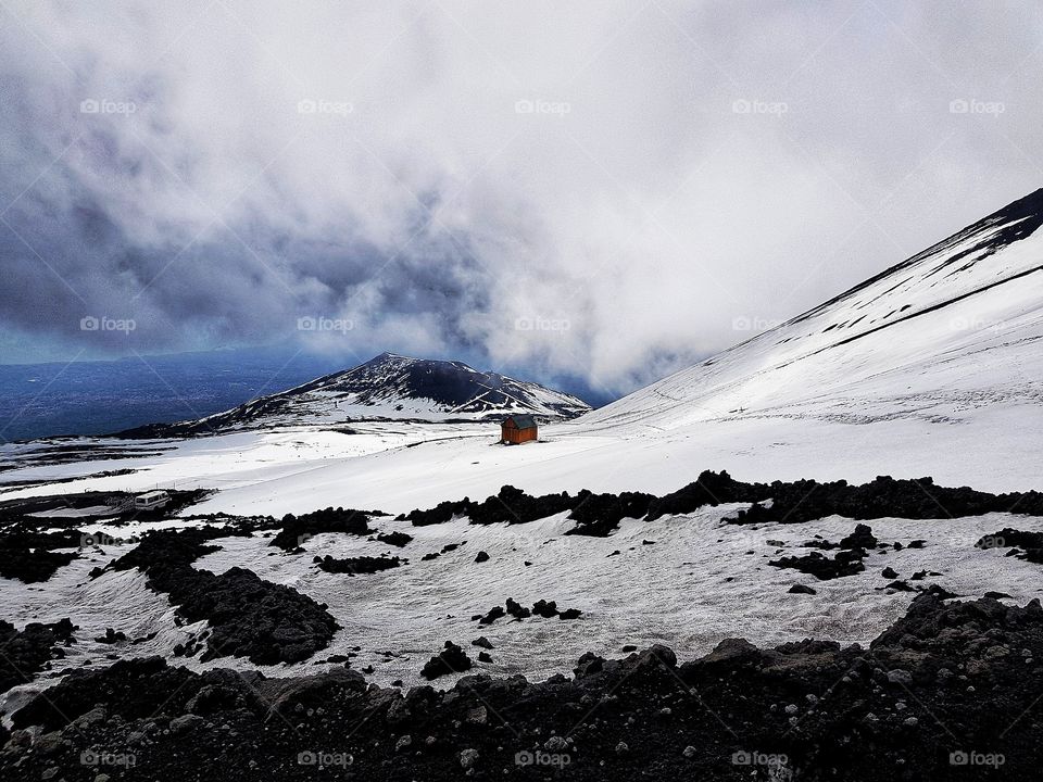 Naturally black and white on Etna volcano.