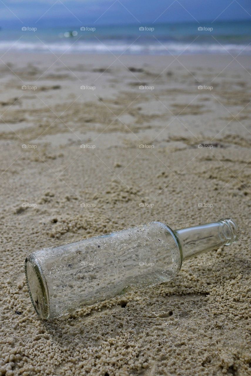 Empty bottle. Empty bottle on the beach