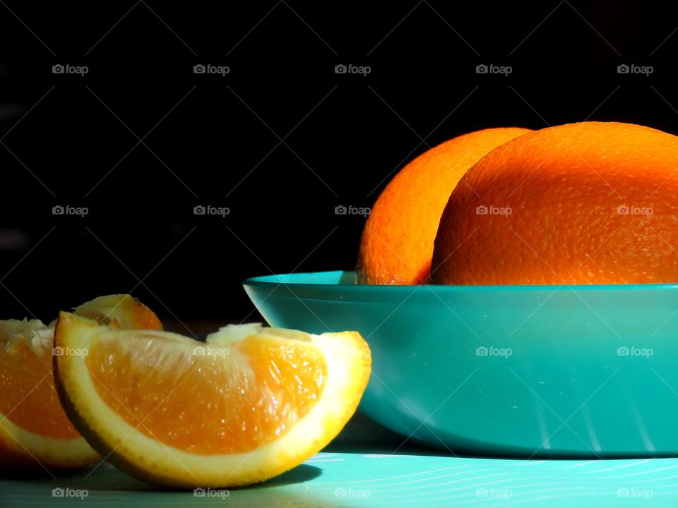 Plate with oranges