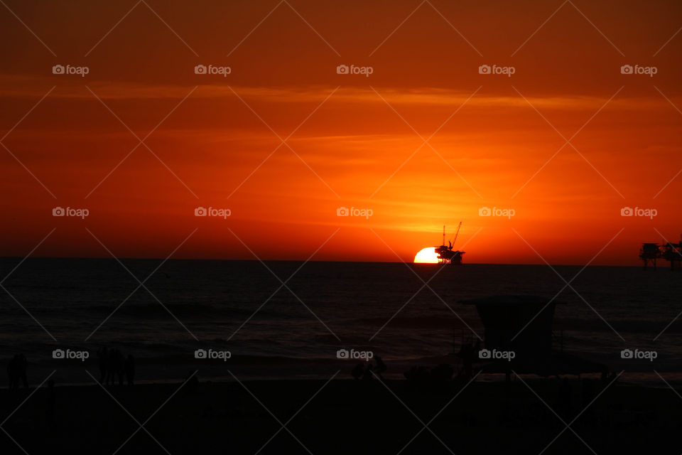 Sunset in Huntington Beach CA USA 
