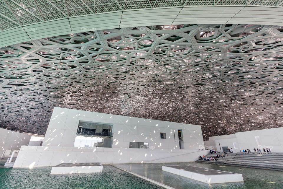 Modern interior of Louvre museum in Abu Dhabi