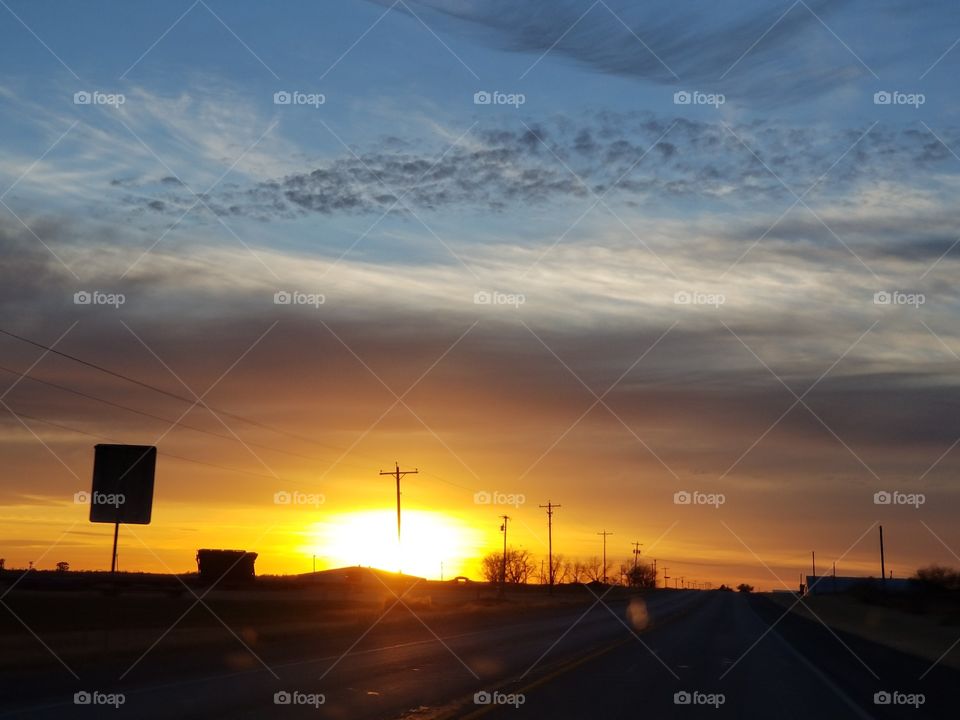 Beautiful West Texas Sunset Sky Near Vernon 