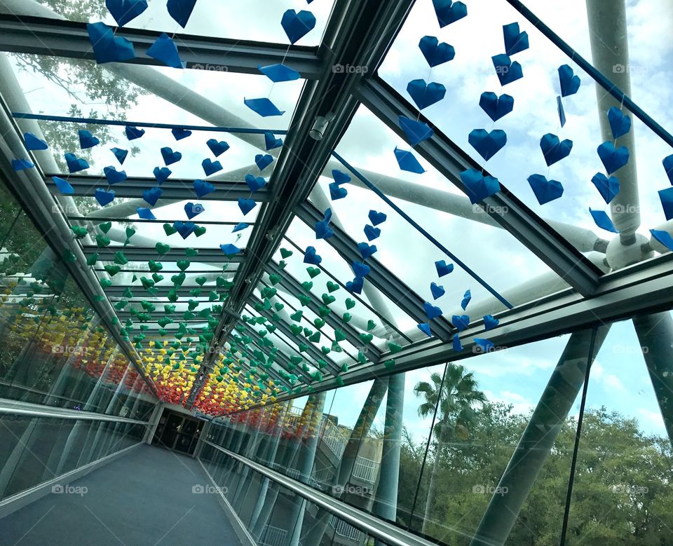 Rainbow origami hearts