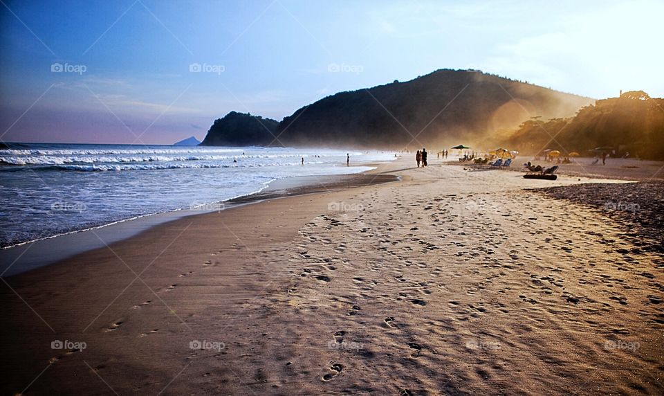 Beach landscape on sunset time 