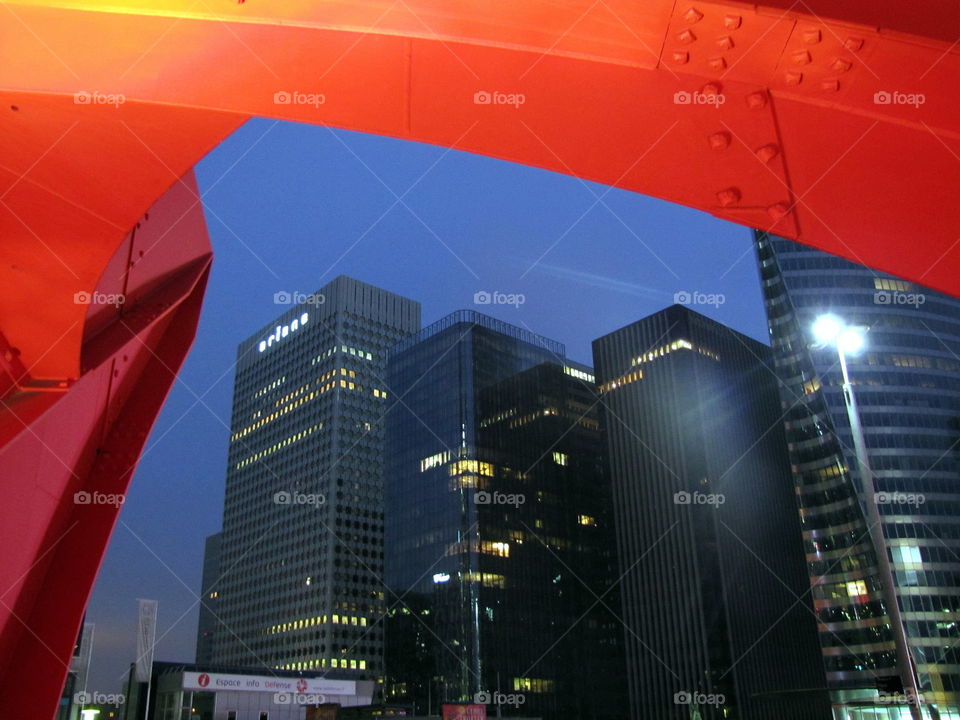 red steel strutture and blue sky