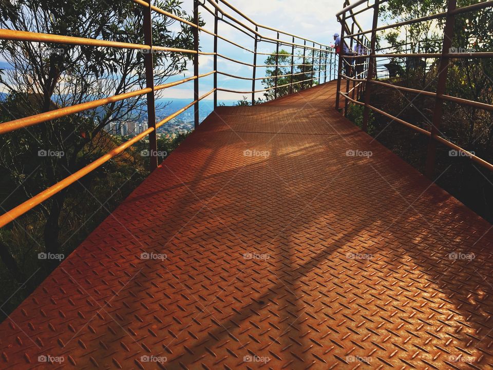 Platform reflecting the sunset light