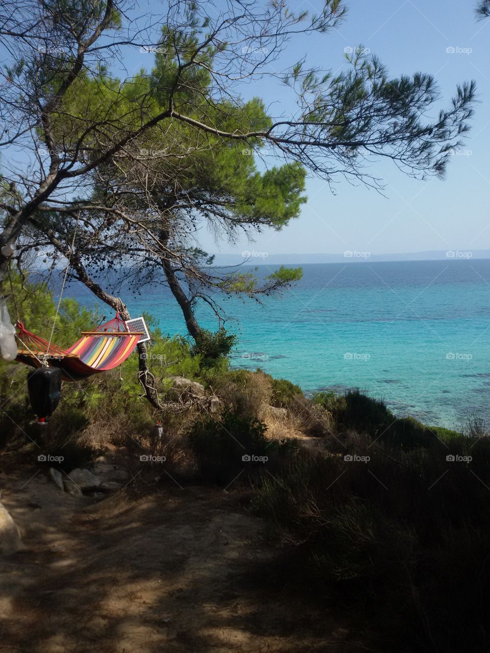 Laisy chair on the beach. Orange beach Sithonia Greece