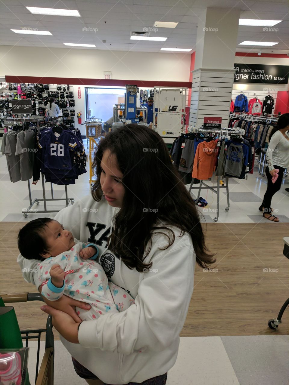 holding a baby