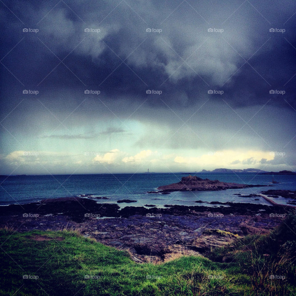 landscape sea storm dinard by guillaumelemoal