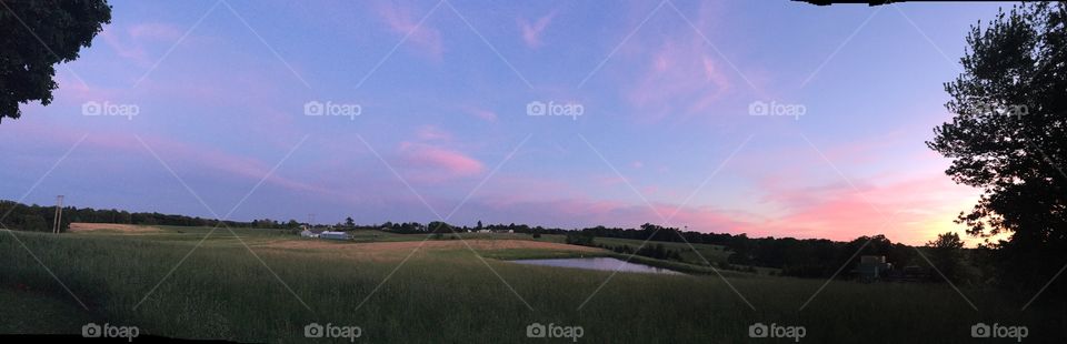 Sunset scenic view farm 