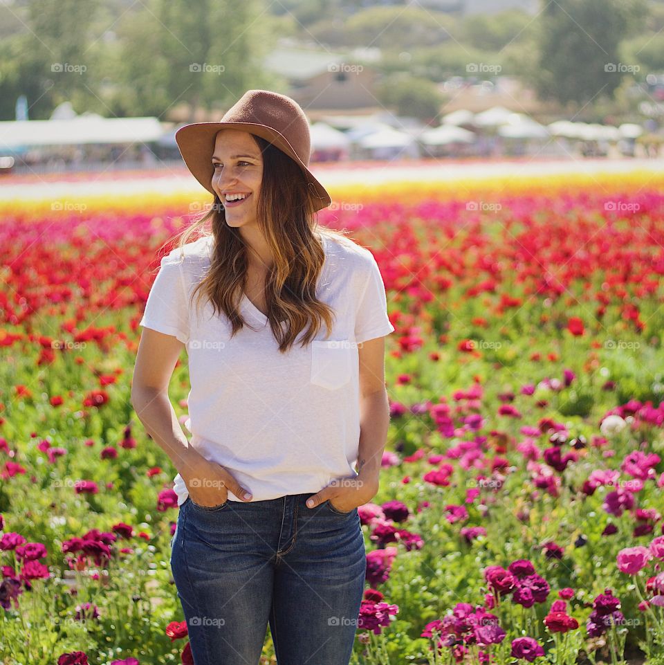 Model at the flower fields