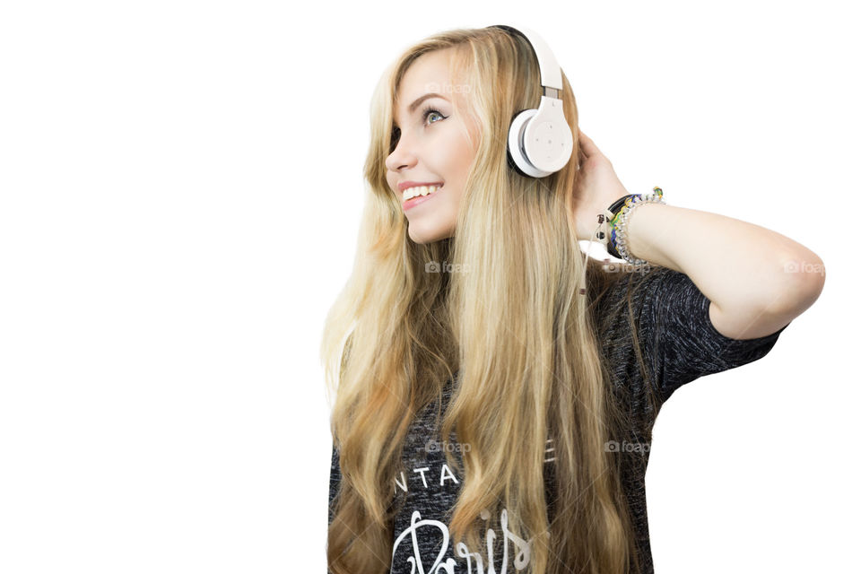 girl in headphones