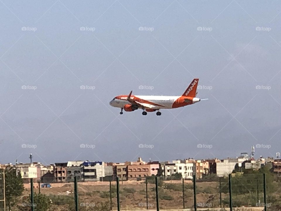 Beautiful aircraft flying cross the sky