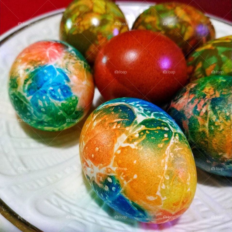 Bright Easter eggs