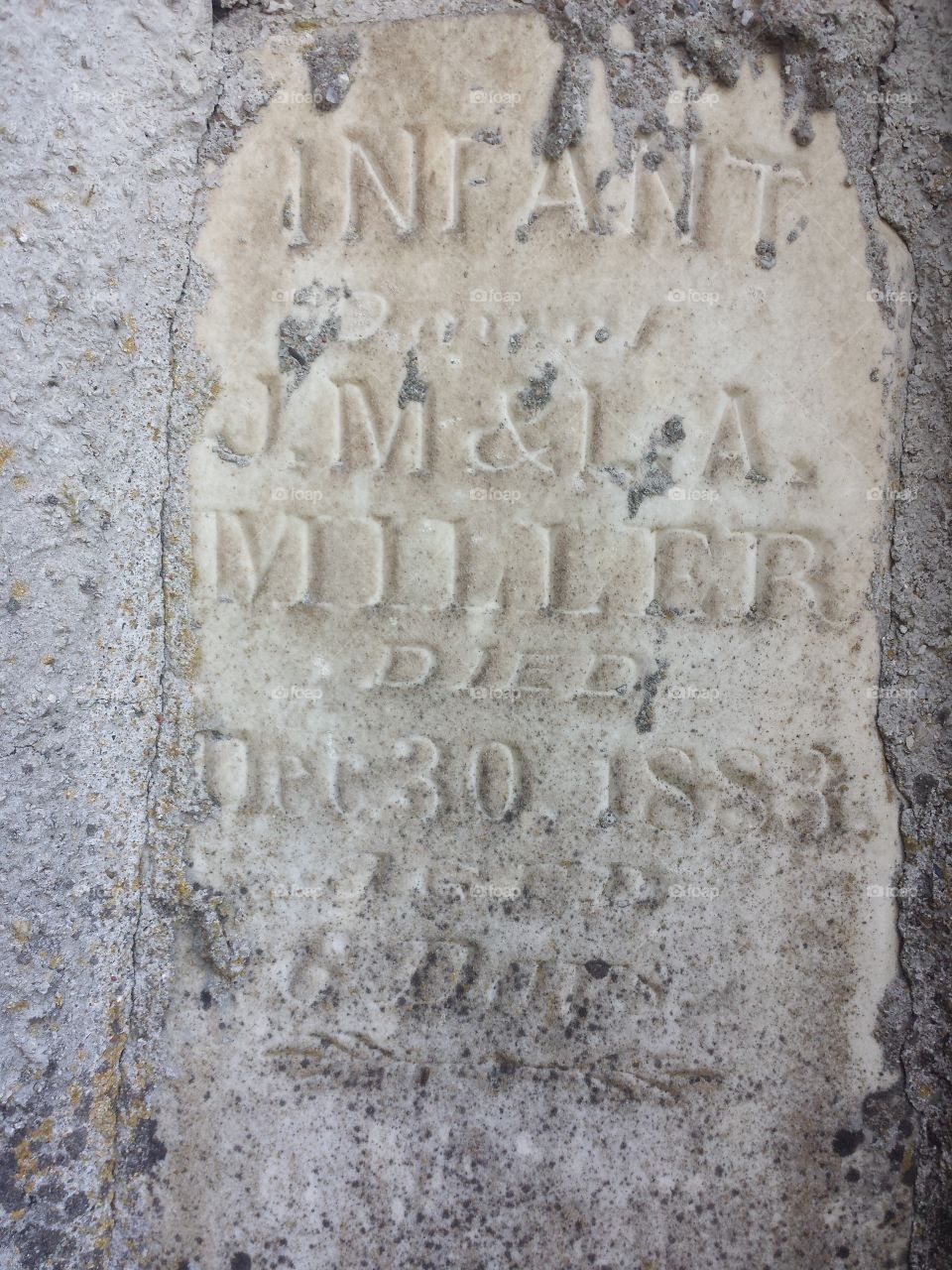 Miller Mausoleum infant headstone