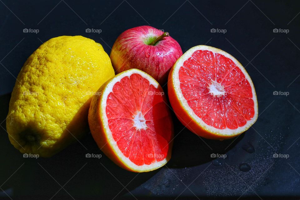 Citrus fruits on table