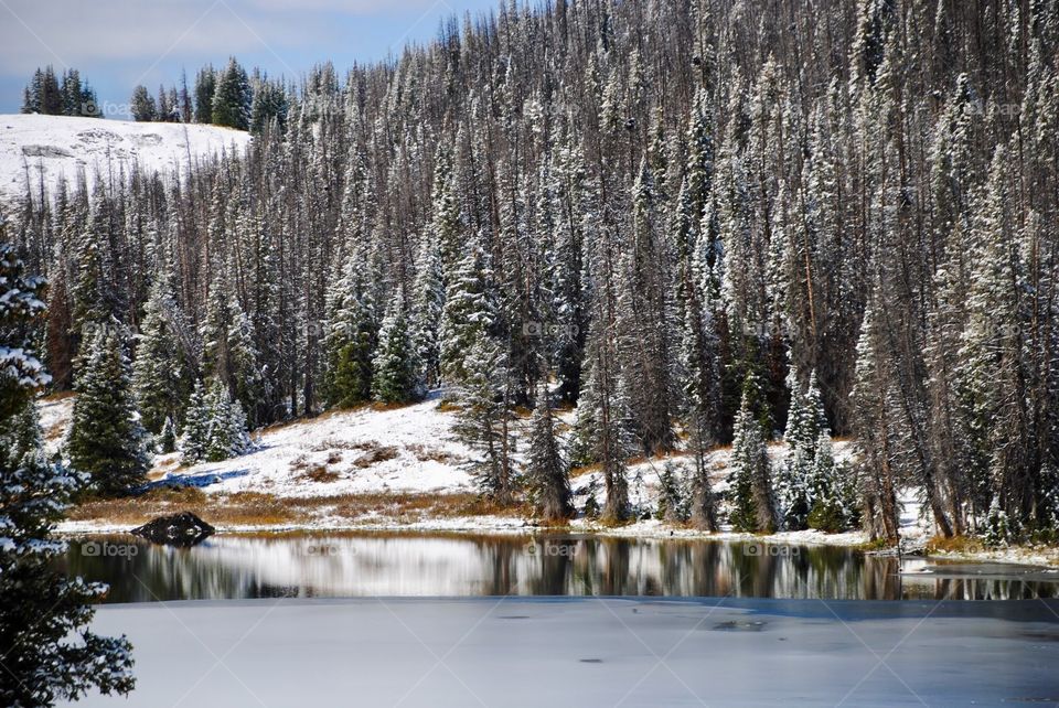 Reflection on a High Mountain Lake in the Snowy Range