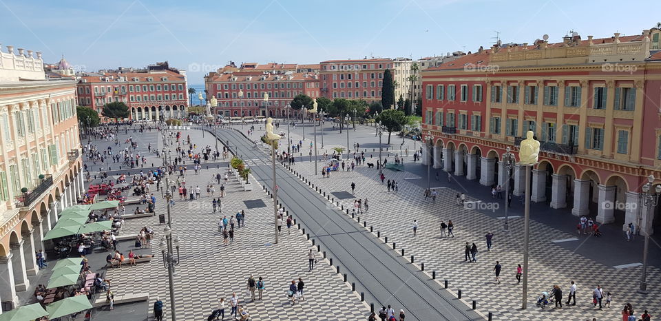 Aerial view of the Place Massena in Nice, France.