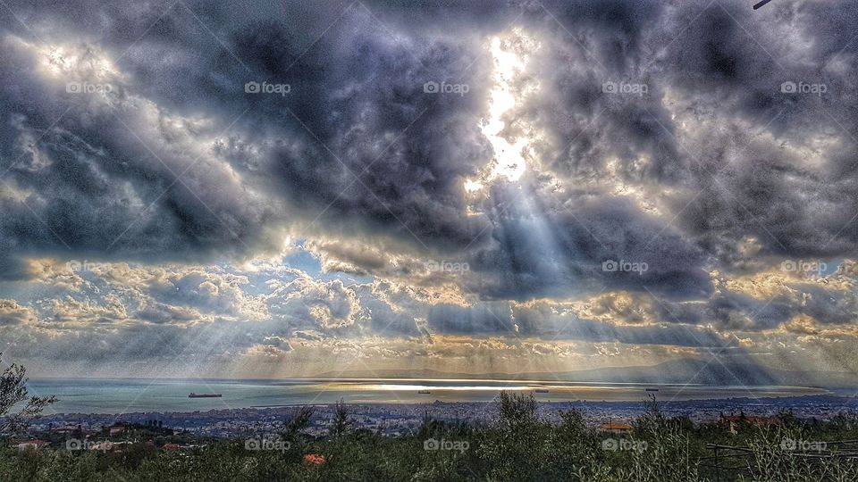 Kalamata city view with clouds