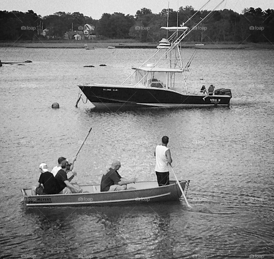 The men heading out for a boat ride