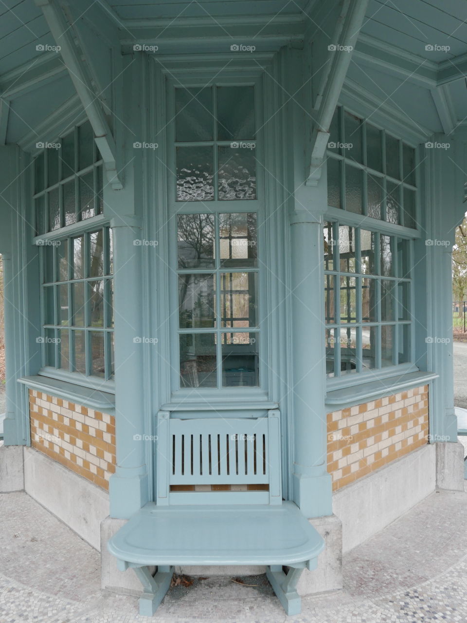 A small old cabin in a park in Antwerp, Belgium.