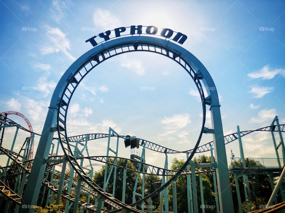 Rollercoaster ride in an amusement park