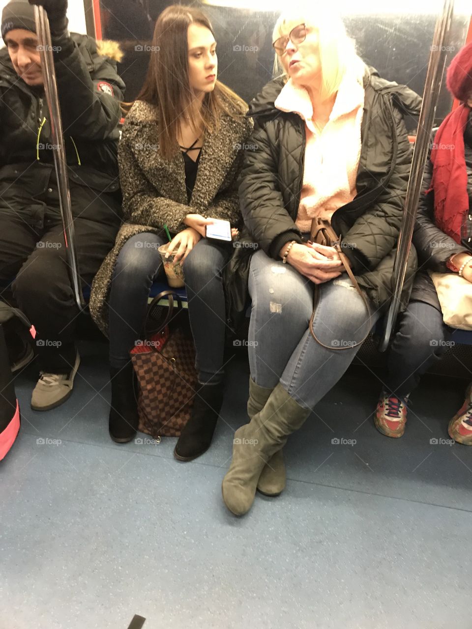 2 ladies on the 33rd Street PATH Train.