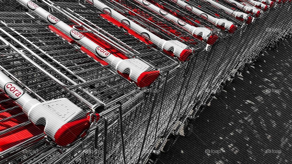 Shopping carts in a row