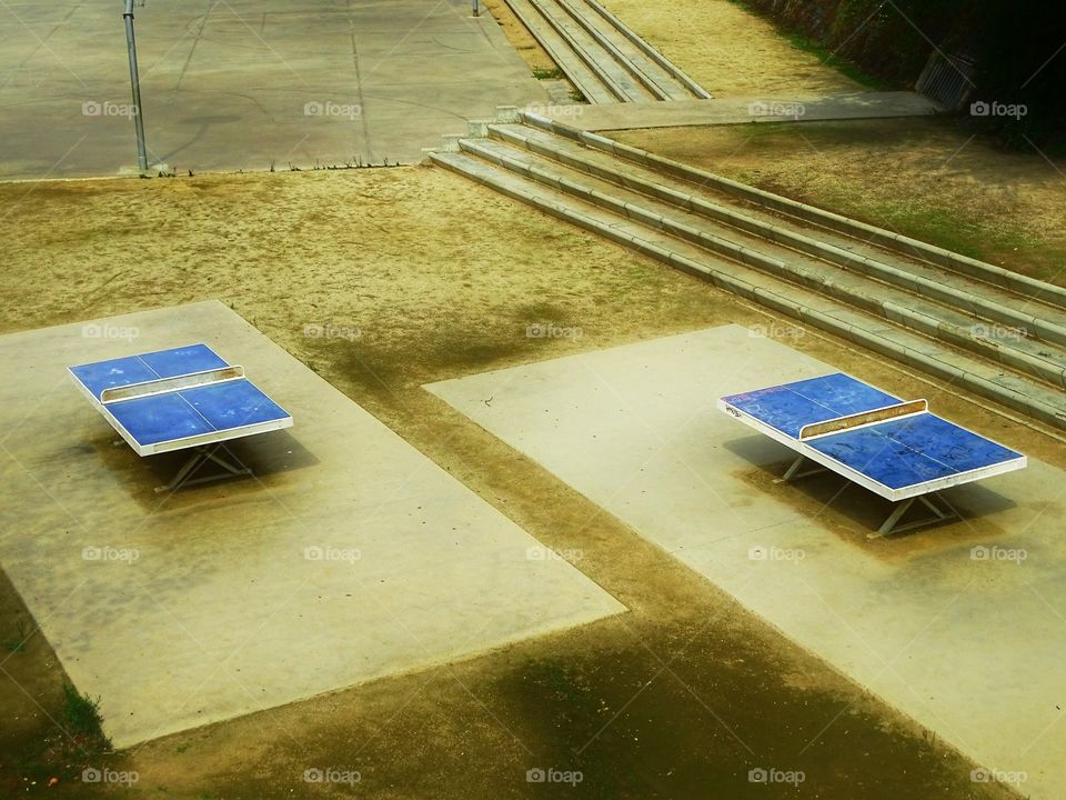 The two ping pong tables