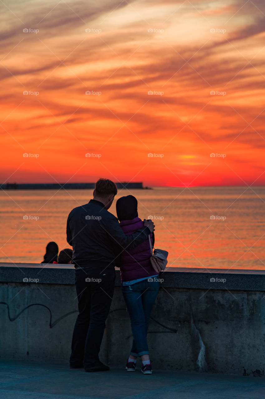 Love story and sunset