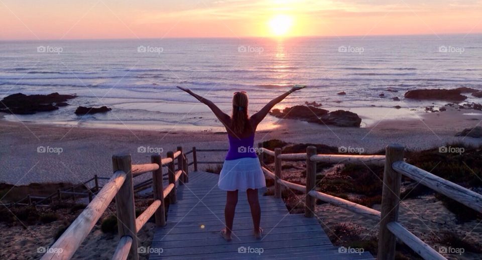 Girl nature and sunset 