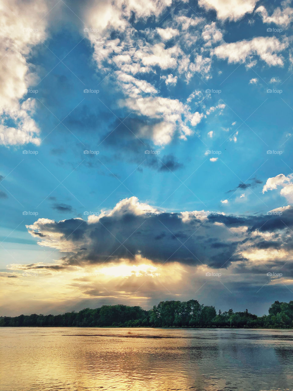 Sunset on the river Ob 