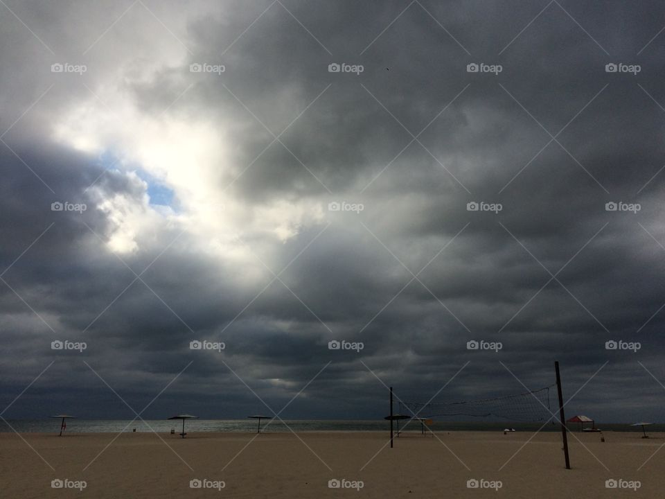 Dark sky and beach